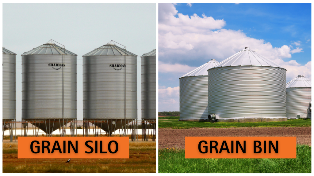 grain silo vs grain bin infographic 